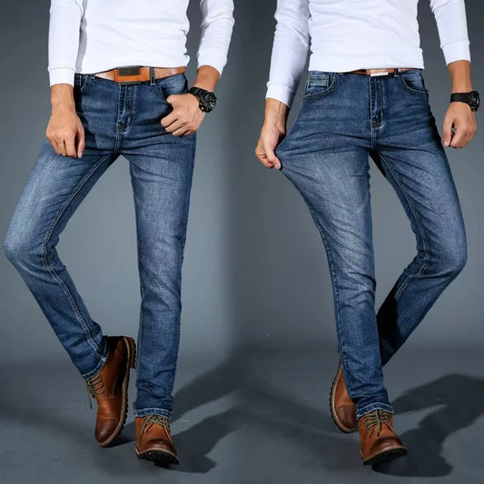 2026 Herr NYA Herrmode Affärsjeans Klassisk Stil Casual Stretch Slim Jeansbyxor Herrmärke Denimbyxor Svart Blå Mig