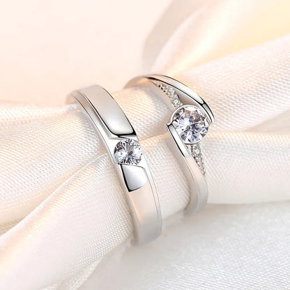 2 st 925 sterlingsilver parringar 5A zirkon för kvinnor och män bröllopssmycken förlovningsberlock fest mode toppkvalitetsring