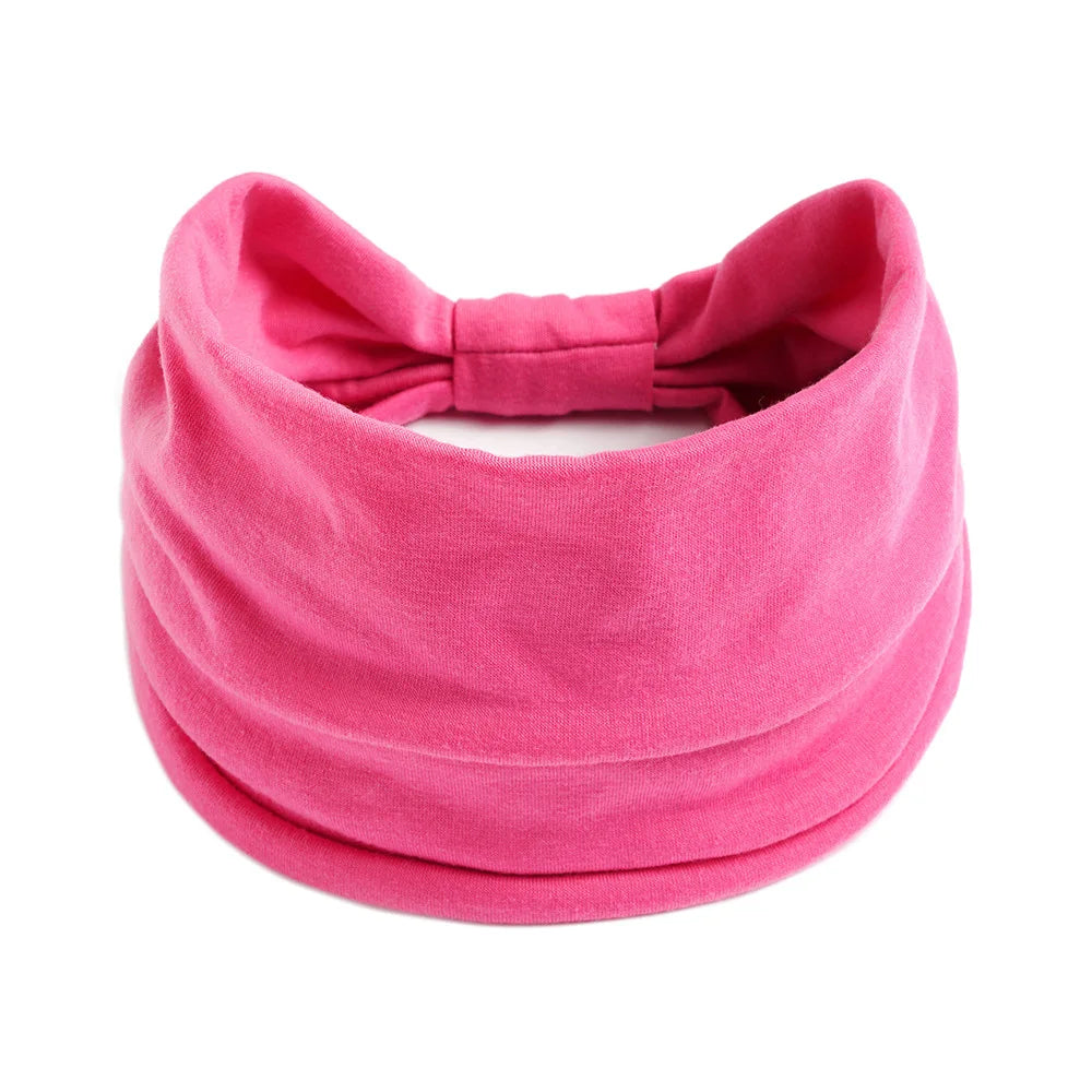 Mode Enfärgad Bred kant Bomullsyoga absorberar svett Dam Flickor Pannband Huvudbonad Turban Bandage Håraccessoarer Huvudbonader