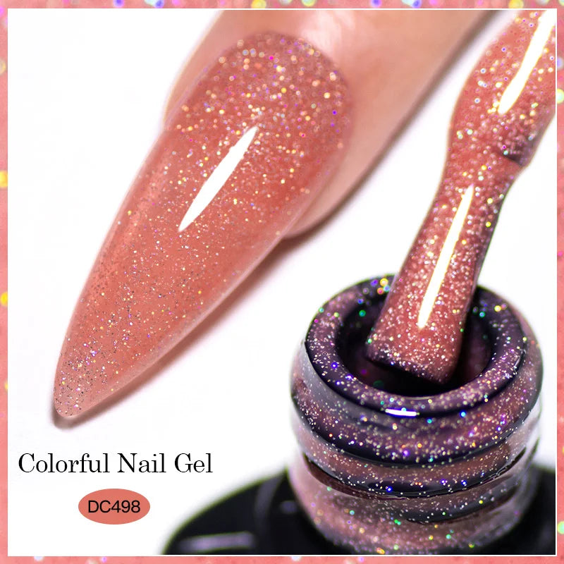 7ml Champagne Guld Silver Reflekterande Nagelgellack Glittrande Skinande Glitter Rosa Röd Nageltillbehör Semi-permanent Gellack