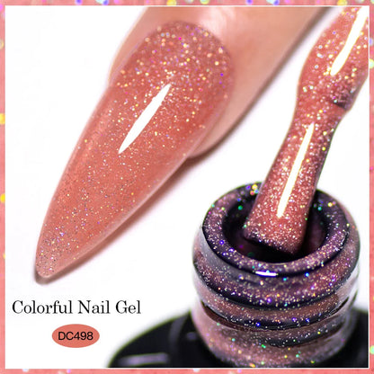 7ml Champagne Guld Silver Reflekterande Nagelgellack Glittrande Skinande Glitter Rosa Röd Nageltillbehör Semi-permanent Gellack