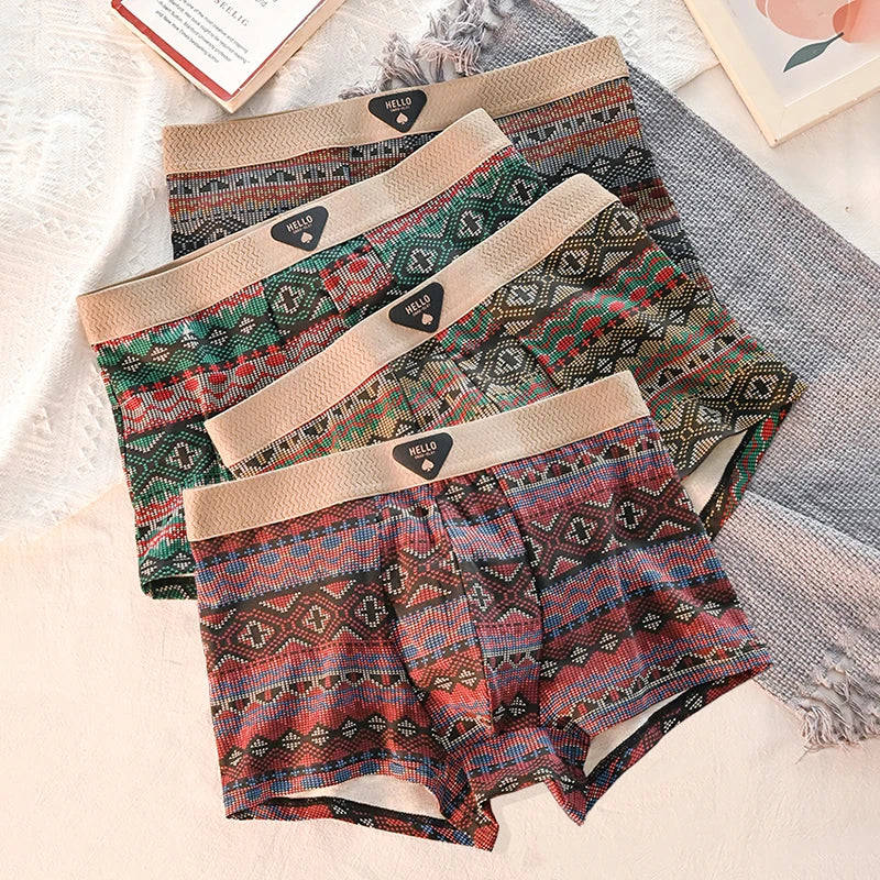 4 st. Herrunderkläder Bomull Herrboxershorts Medelhög Midja Andningsbara Herrtrosor Större Storlek 6XL - Massor av Mjuka Bekväma Herrboxershorts