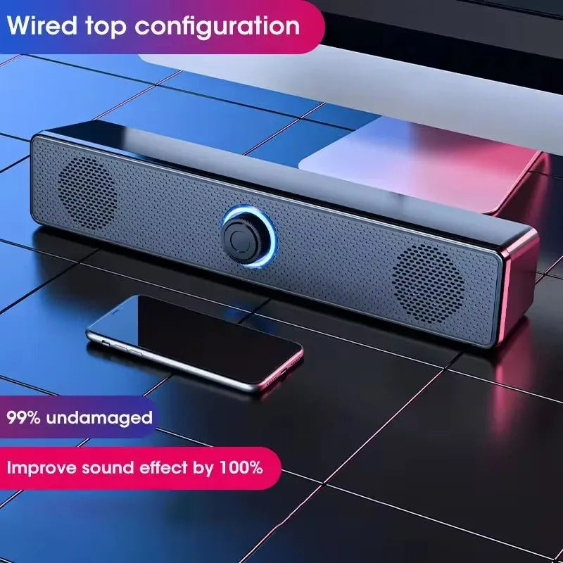 PC Soundbar Trådbunden och trådlös Bluetooth-högtalare USB-driven Soundbar för TV PC Laptop Gaming Hemmabio Surroundljudsystem