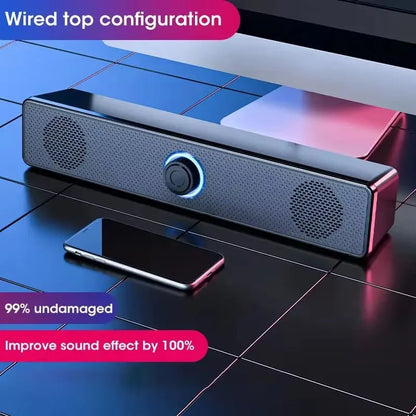 PC Soundbar Trådbunden och trådlös Bluetooth-högtalare USB-driven Soundbar för TV PC Laptop Gaming Hemmabio Surroundljudsystem