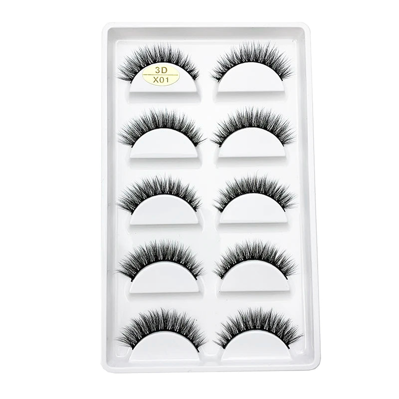 LTWEGO 5 par ögonfransar naturliga långa 3D minkfransar fluffiga volym mink lösögonfransar djurfria slingor makeup cilios