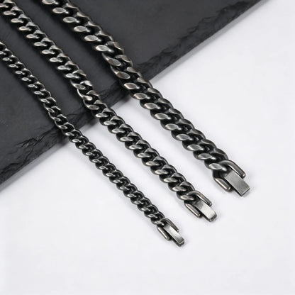 Retro kubanska kedjearmband för män, vintage antik rostfritt stål Curb Dome Link armband, rock punk snygga smycken gåvor