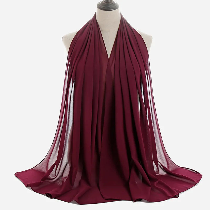 Ramadan Islamisk Instant Bubble Chiffong Sjal Halsduk Dam Huvudbonad Kvinnor Hijabs Halsdukar Bufandas Muslimsk Slöja Hijab Snood 180*70cm