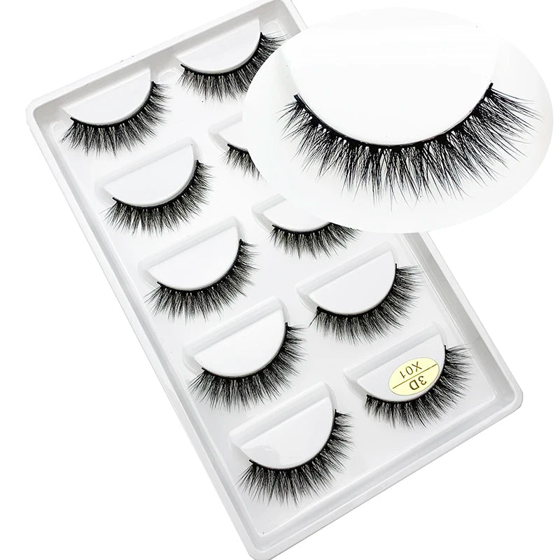 LTWEGO 5 par ögonfransar naturliga långa 3D minkfransar fluffiga volym mink lösögonfransar djurfria slingor makeup cilios