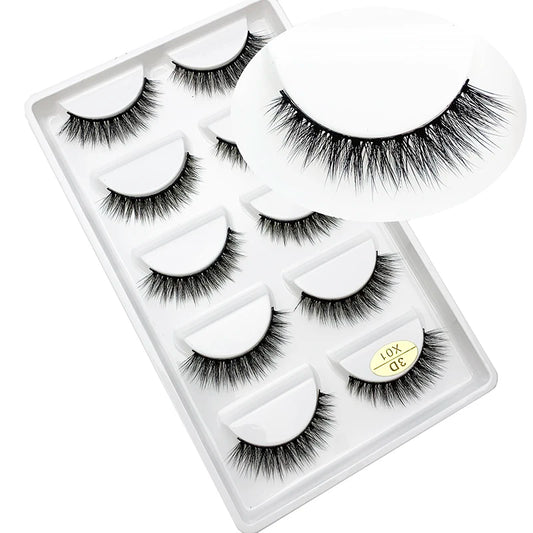 LTWEGO 5 par ögonfransar naturliga långa 3D minkfransar fluffiga volym mink lösögonfransar djurfria slingor makeup cilios