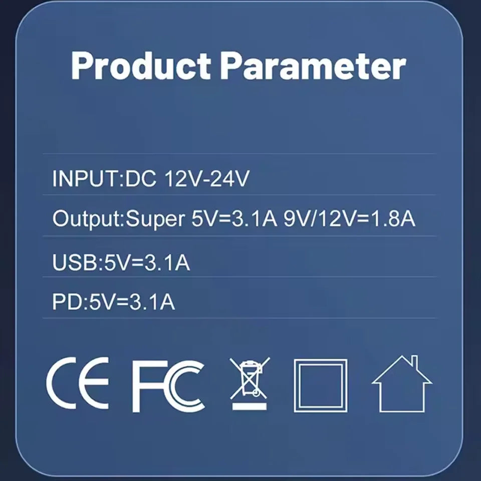 8-portars billaddare med 3-faldigt stativdatakabel, PD QC3.0 snabbladdningsadapter för USB C-biltelefon för iPhone 17 16 Samsung