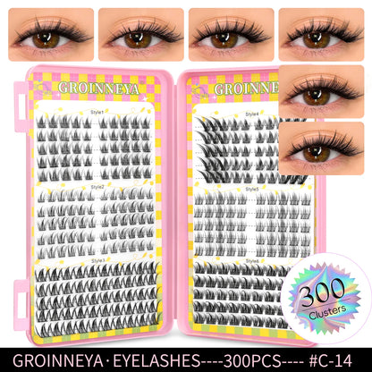 GROINNEYA Ögonfransar Kluster 320 st Naturlig Ögonfransförlängning Klusterfransar Volym Blandade Tray Lashes Kluster Naturliga Fransar