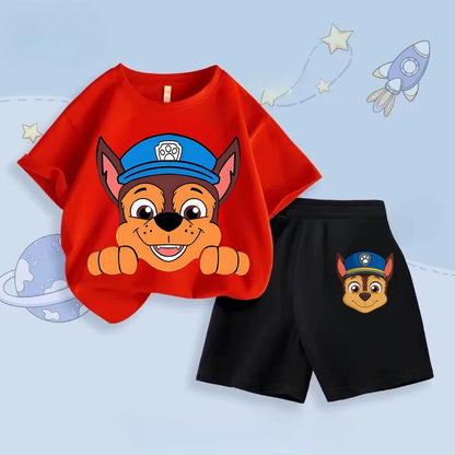 PAW Patrol Children's T-shirts Sets Boys Summer Short Sleeve Shorts Two Piece Sets Kids Outfits Breathable Casual Clothes Set