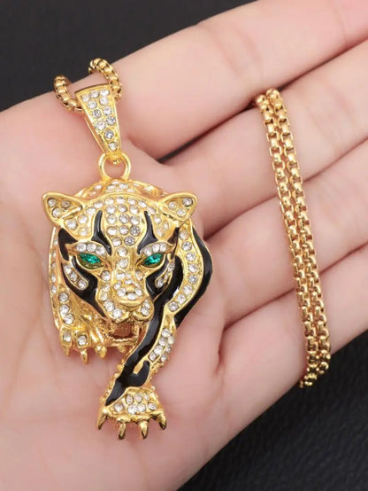 Personlighet Trend Herr Smycken Förgylld Tiger Gepard Djurhänge Mode Coolt Halsband