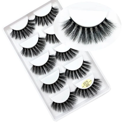 LTWEGO 5 par ögonfransar naturliga långa 3D minkfransar fluffiga volym mink lösögonfransar djurfria slingor makeup cilios