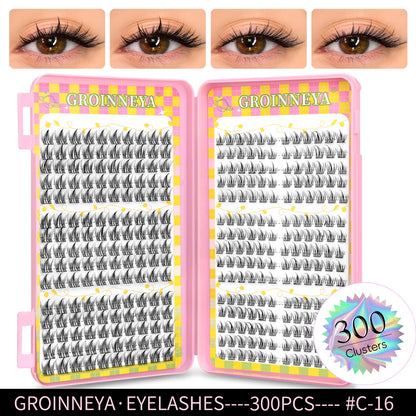 GROINNEYA Ögonfransar Kluster 320 st Naturlig Ögonfransförlängning Klusterfransar Volym Blandade Tray Lashes Kluster Naturliga Fransar