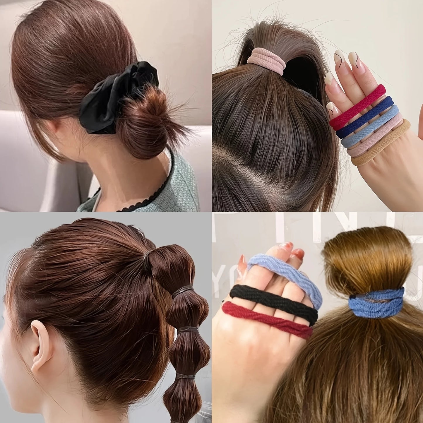1109 st kvinnor mörka håraccessoarer set elastiska sömlösa hästsvans scrunchies små gummiband mode hårsnoddar pannband