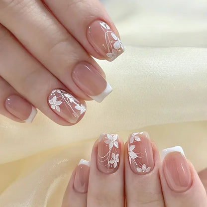 24 st/set Sweet Love lösnaglar med gradient French Press on-naglar återanvändbara korta heltäckande nageltippar för kvinnor grossist