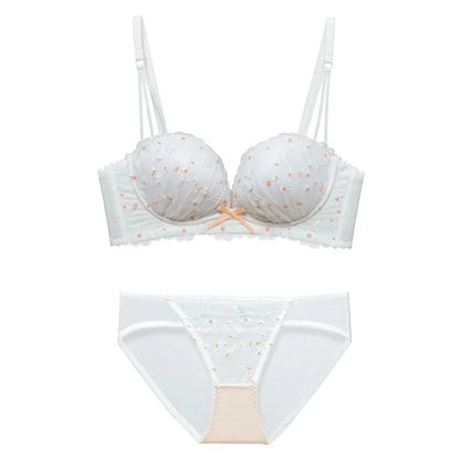 Designer fransk spets-BH - Lätt lyxig bygelfri push-up, anti-slapp broderad bralette för kvinnor eleganta vinterunderkläder