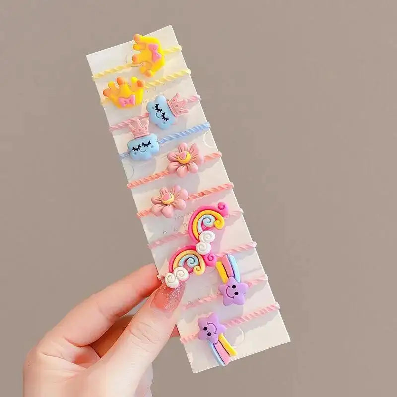 1 set barn söta tecknade blommor frukt gummiband hårnålar flickor fina hårspännen barn hårband håraccessoarer present