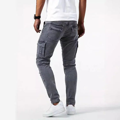 Herr Amerikanska Jeans Med Flerficksfickor Herr Nya Slim Fit Smala Ben Denimbyxor Dagligen Casual Mångsidiga Enfärgade Pennbyxor
