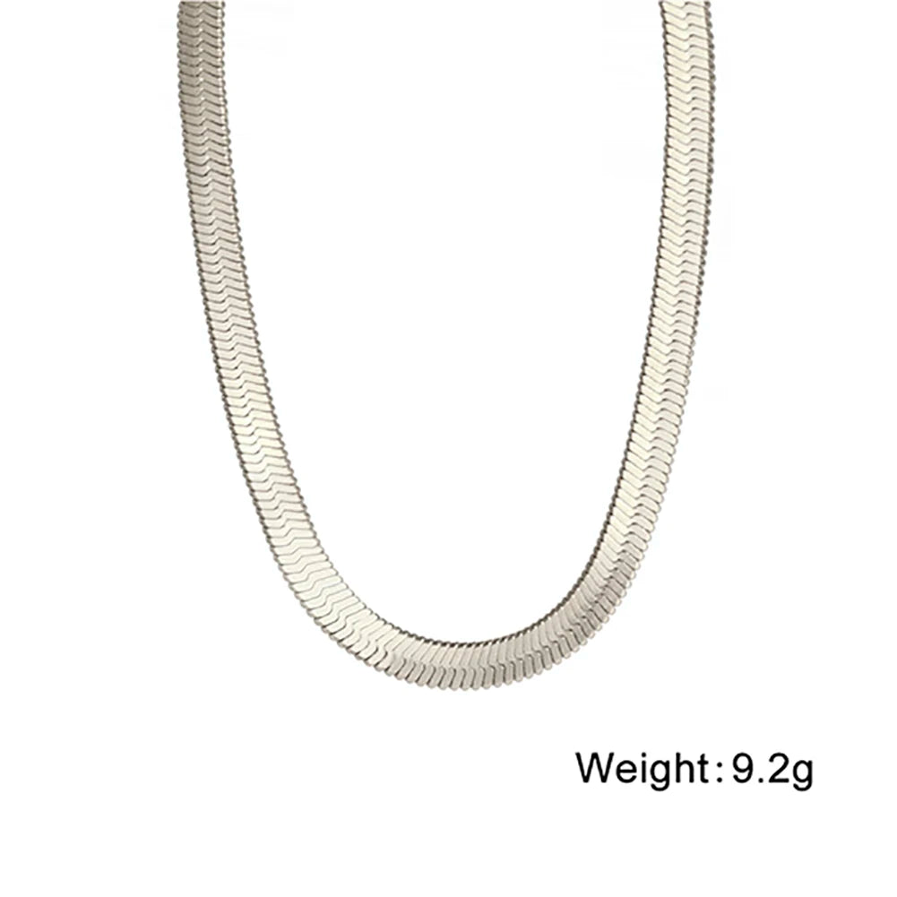 Skyrim Ormkedja Halsband Herr Kvinnor Rostfritt Stål 2/3/4/5mm Bred Platt Fiskbensmönster Halskedjor Trendig Hiphop Smycken Present Het