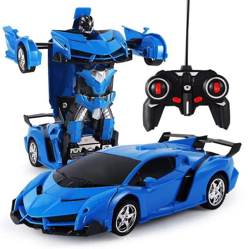 2IN1 Elektrisk RC-bil Transformationsrobotar Enknappsdeformationsbil Utomhus Fjärrkontroll Sportbilsmodell Barn Pojkar Leksaker