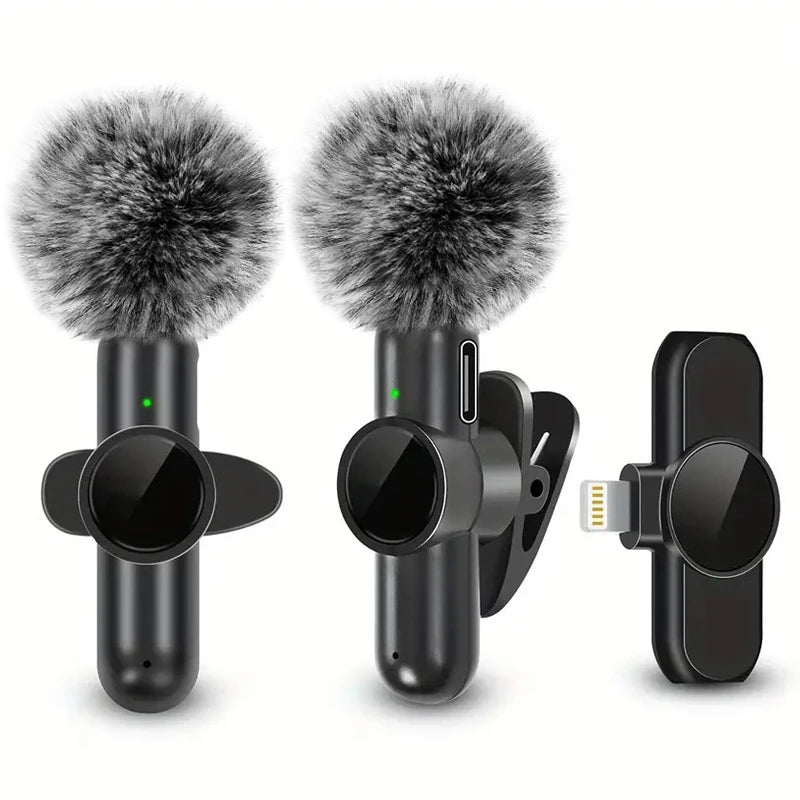 Trådlös Lavalier-mikrofon med vindtätt skydd Ljud- och videoinspelning Mini-mikrofon för iPhone Android Mobiltelefonmikrofon