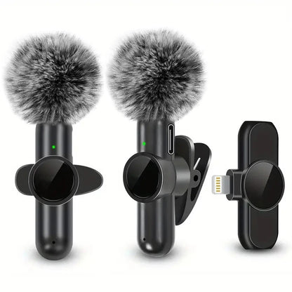 Trådlös Lavalier-mikrofon med vindtätt skydd Ljud- och videoinspelning Mini-mikrofon för iPhone Android Mobiltelefonmikrofon