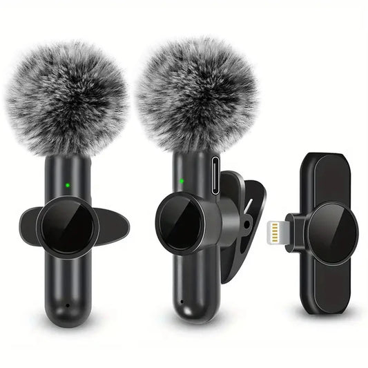 Trådlös Lavalier-mikrofon med vindtätt skydd Ljud- och videoinspelning Mini-mikrofon för iPhone Android Mobiltelefonmikrofon