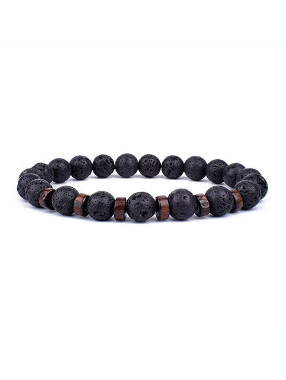 8mm lavaarmband för män vulkaniska stenar träpärlor armband tibetansk buddha handledskedja kvinnor män smycken gåva nya armband