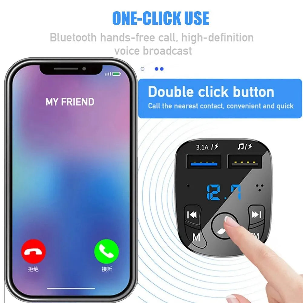 Bil-MP3-spelare Dubbel USB Snabbladdare FM Bluetooth-mottagare Bluetooth-kompatibel 5.0 FM-sändare USB-minne Kontakt Bilmonteringssats