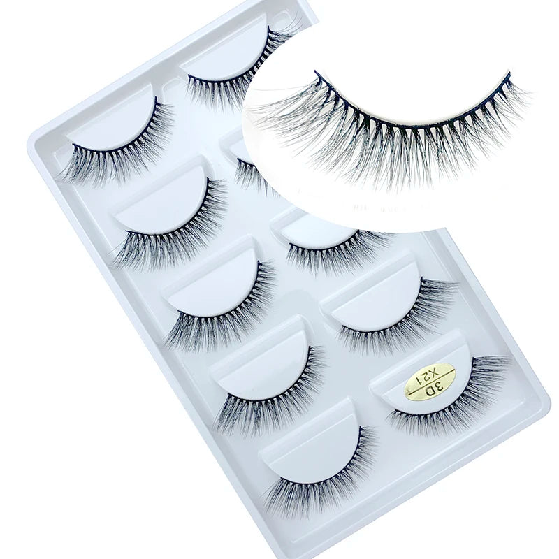 LTWEGO 5 par ögonfransar naturliga långa 3D minkfransar fluffiga volym mink lösögonfransar djurfria slingor makeup cilios