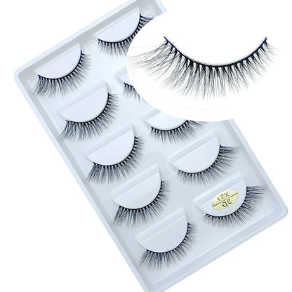 LTWEGO 5 par ögonfransar naturliga långa 3D minkfransar fluffiga volym mink lösögonfransar djurfria slingor makeup cilios