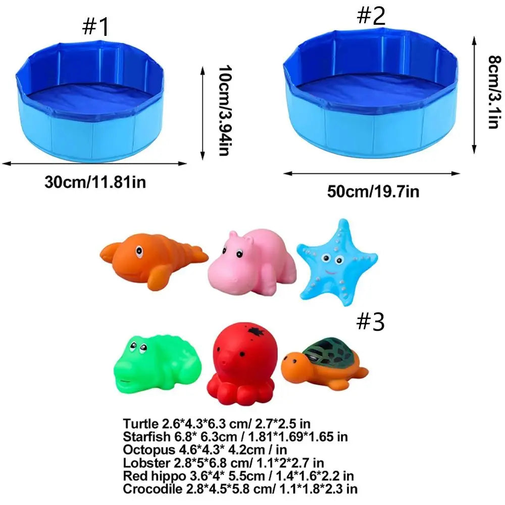 Hopfällbar kattpoolleksak Lekvattenbadkar för hundar och katter Sommarsvalt husdjursrengöringsbassäng med sköldpadda och sjöstjärna, bläckfiskdesign