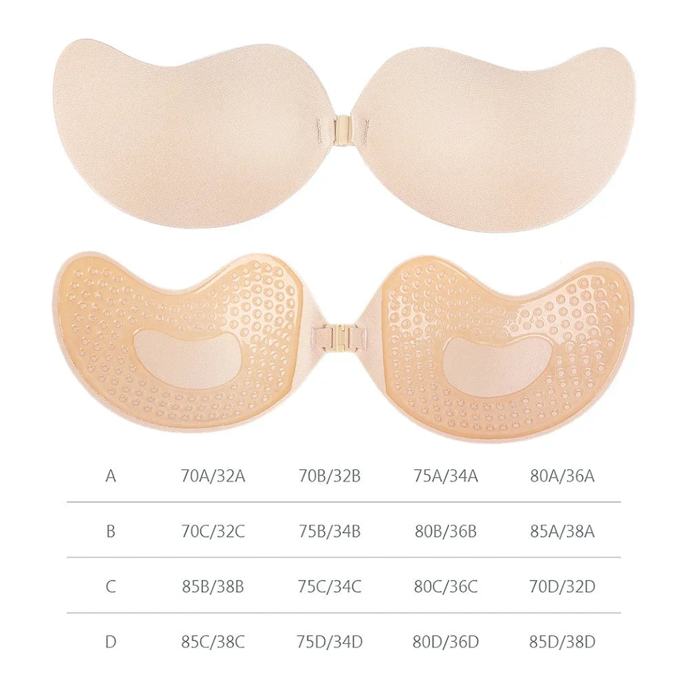 Osynlig push up-bh för kvinnor rygglös axelbandslös bh sömlös framstängning bralette underkläder silikon självhäftande bh-kudde