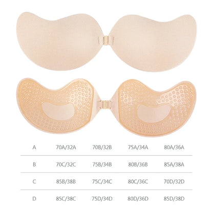 Osynlig push up-bh för kvinnor rygglös axelbandslös bh sömlös framstängning bralette underkläder silikon självhäftande bh-kudde
