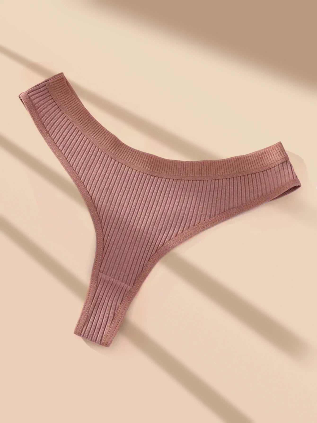 7 st damer ribbade bomulls trosor med låg midja, enfärgade mjuka stretchiga andningsbara minimalistiska enkla intimunderkläder