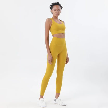 SOISOU Nylon Yogakläder Gym Fitness Leggings Sport BH Shorts Set Hög Midja Elastisk Damkläder 3 Typer 12 Färger