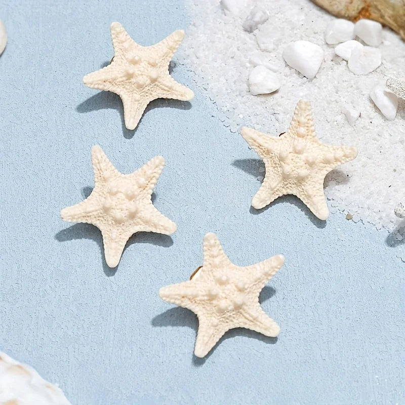 Set med 4 eleganta sjöstjärnhårspännen - Bohemiska sjöjungfrusvanstillbehör i harts, perfekta för strand- och havstemafester