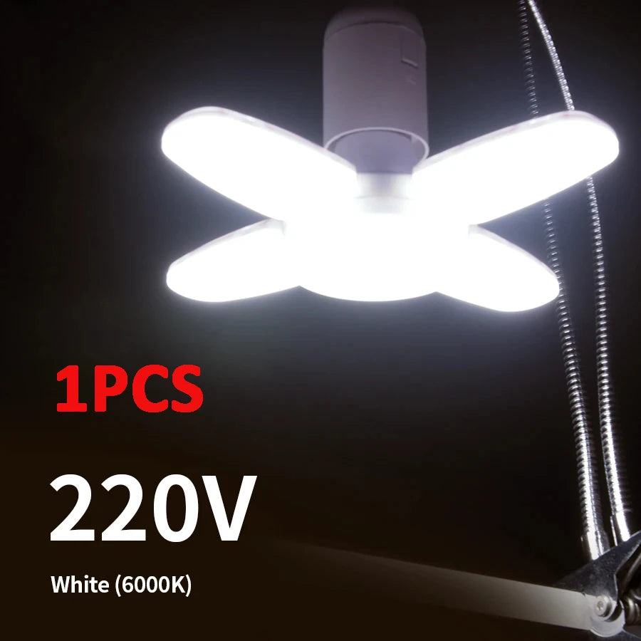 28W fläktformad LED-lampa E27 LED-lampa vikbar 220V glödlampor för hem, vardagsrum, lager, garage, taklampa