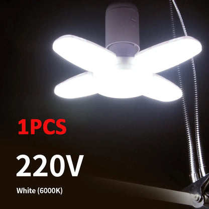 28W fläktformad LED-lampa E27 LED-lampa vikbar 220V glödlampor för hem, vardagsrum, lager, garage, taklampa