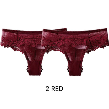 Meet’r Dam 2 st. trosor Sexiga frestelse spetsunderkläder G-stringtrosor Intima trosor Thongs Damtrosor med låg midja och T-rygg