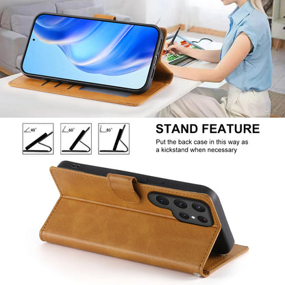 Business Läder Flipfodral för Samsung S25 S26 Ultra S24 FE S23 S22 S21 Plus A17 A37 A57 A36 A56 A16 A26 Korthållare Plånbok Över