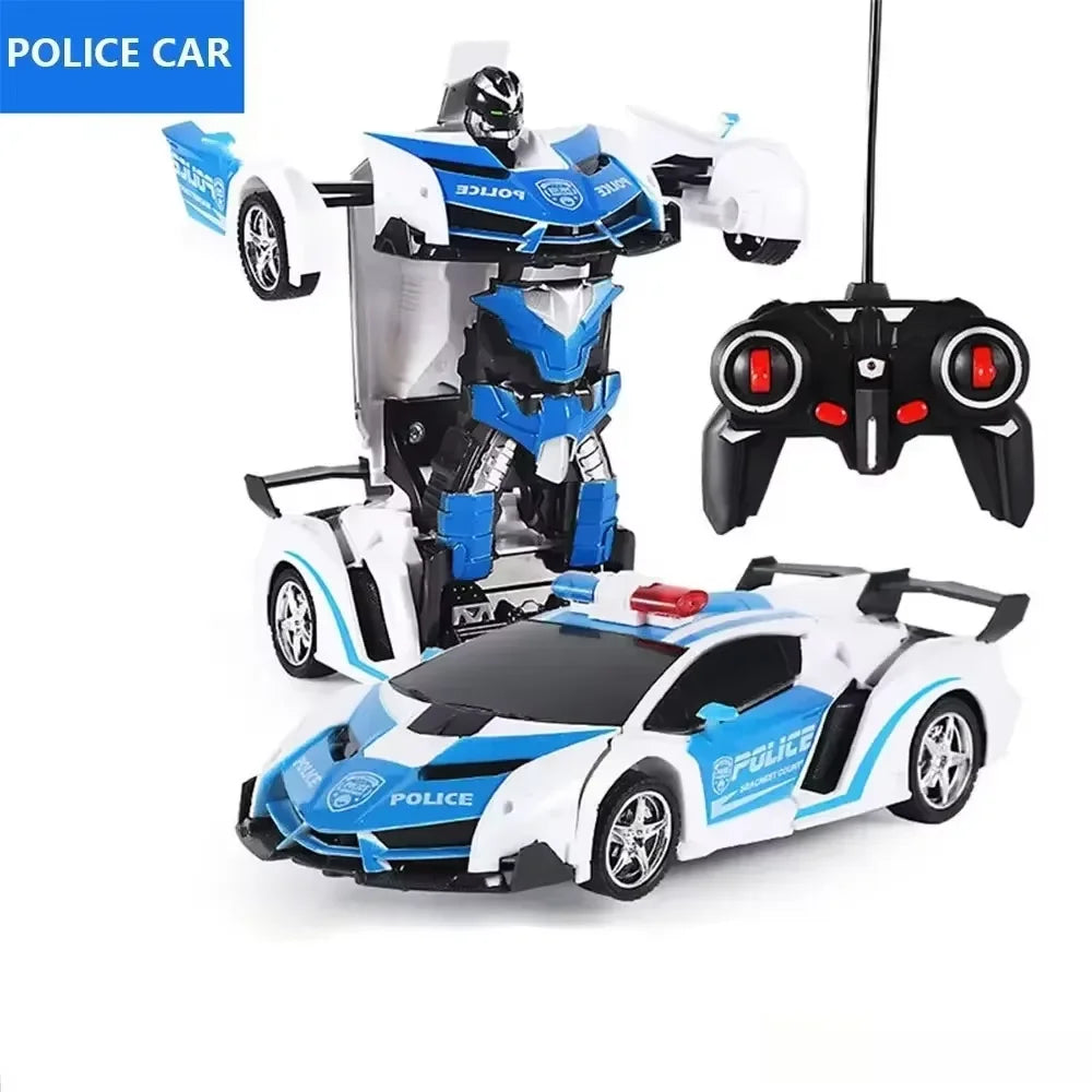 2IN1 Elektrisk RC-bil Transformationsrobotar Enknappsdeformationsbil Utomhus Fjärrkontroll Sportbilsmodell Barn Pojkar Leksaker