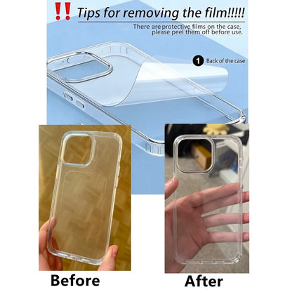 Lyxigt transparent telefonskal för iPhone 17 Air 16 15 14 Plus 13 12 11 Pro Max stötsäkert HD klart hårt akrylbaksida
