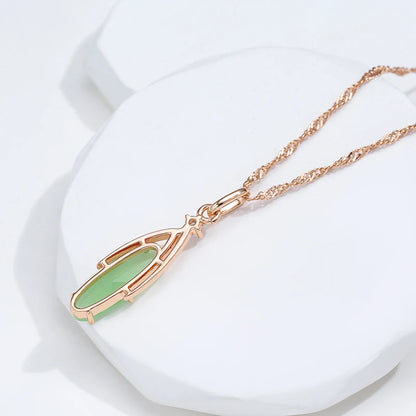 JULYDREAM Personlighet Oval Dimgrön Zirkon Hänge 585 Guldfärg Lyxhalsband för Kvinnor Vågkedja Bröllopsfest Smycken