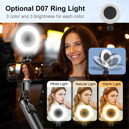 AXNEN C20 Magnetisk Selfie-Stativ Utdragbart För Mobiltelefonfotografering Med Fjärrkontroll 1/4" Gänga För Actionkamera Ringlampa