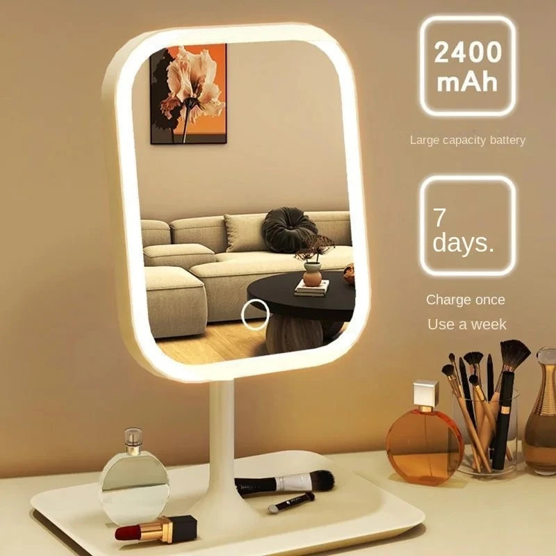 Unik designer sminkspegel tre färger LED-ljus sminkspegel touchkontroll skrivbordsspegel sovrumsspegel