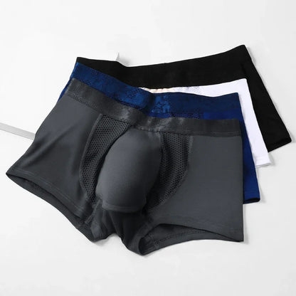 3-delade boxershorts för fitness, stretchigt och andningsbart tyg, fullt stöd för svettningar och stretchrörelser.