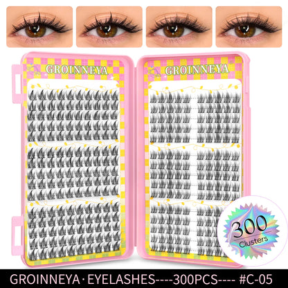 GROINNEYA Ögonfransar Kluster 320 st Naturlig Ögonfransförlängning Klusterfransar Volym Blandade Tray Lashes Kluster Naturliga Fransar